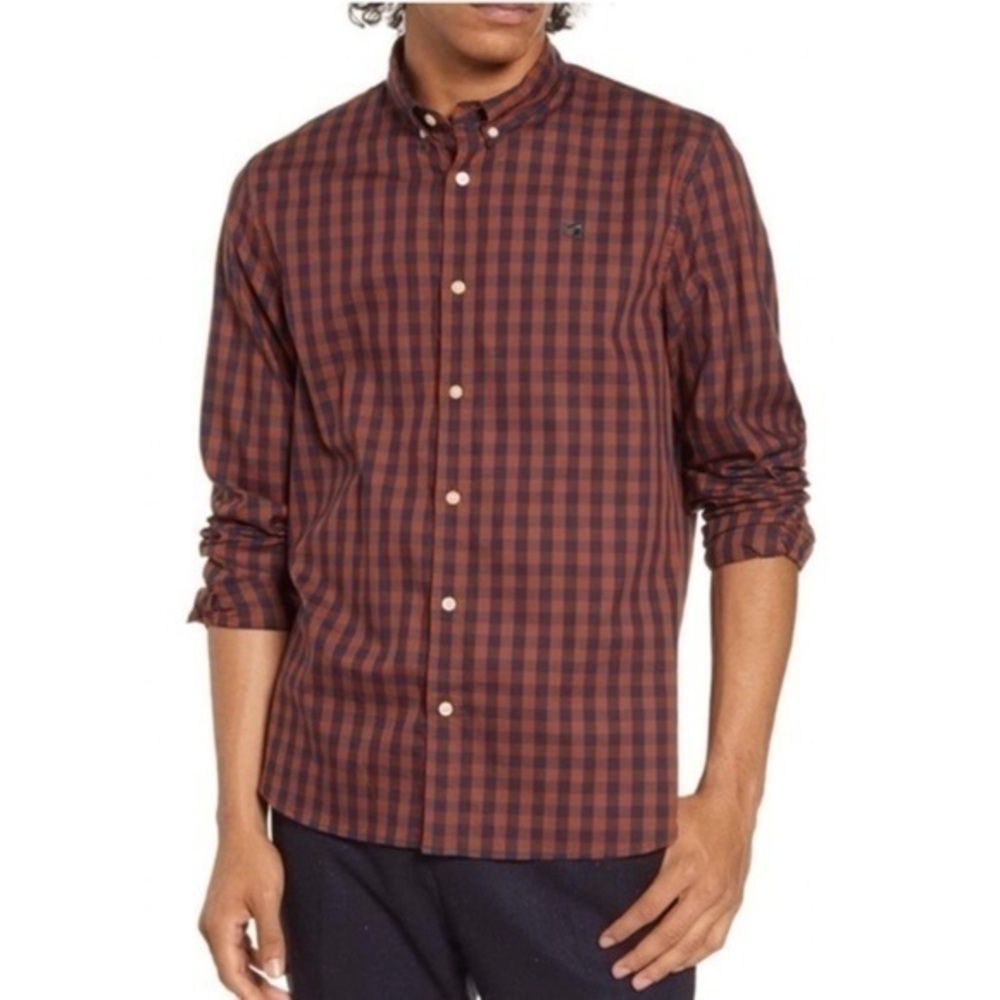 NWT Scotch & Soda Slim Fit Classic Check Button Down Shirt